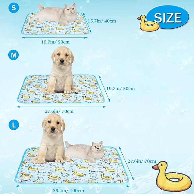 SEIS Dog Ice Pad Ice Silk Cats Kennel Mat Pet Cooling Pad Summer Cool Bamboo Mat Breathable Pad (Duck, L)