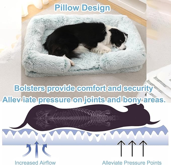 Dog Beds Large Sized dog Orthopedic, Sofa Dog Bed with Waterproof Lining and Nonskid Bottom, Rectangle Washable Dog Bed for Medium Small Dogs and Cats Comfortable ( Color : Green2 , Size : 51 x 35" )