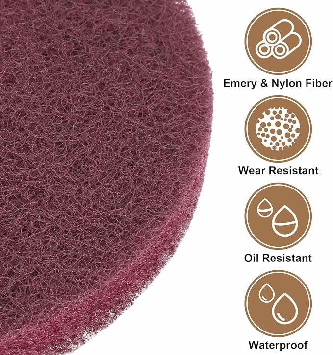 HARFINGTON 24pcs Scrubber Scouring Pads 500 Grits 4 Inch Drill Power Brush Hoop