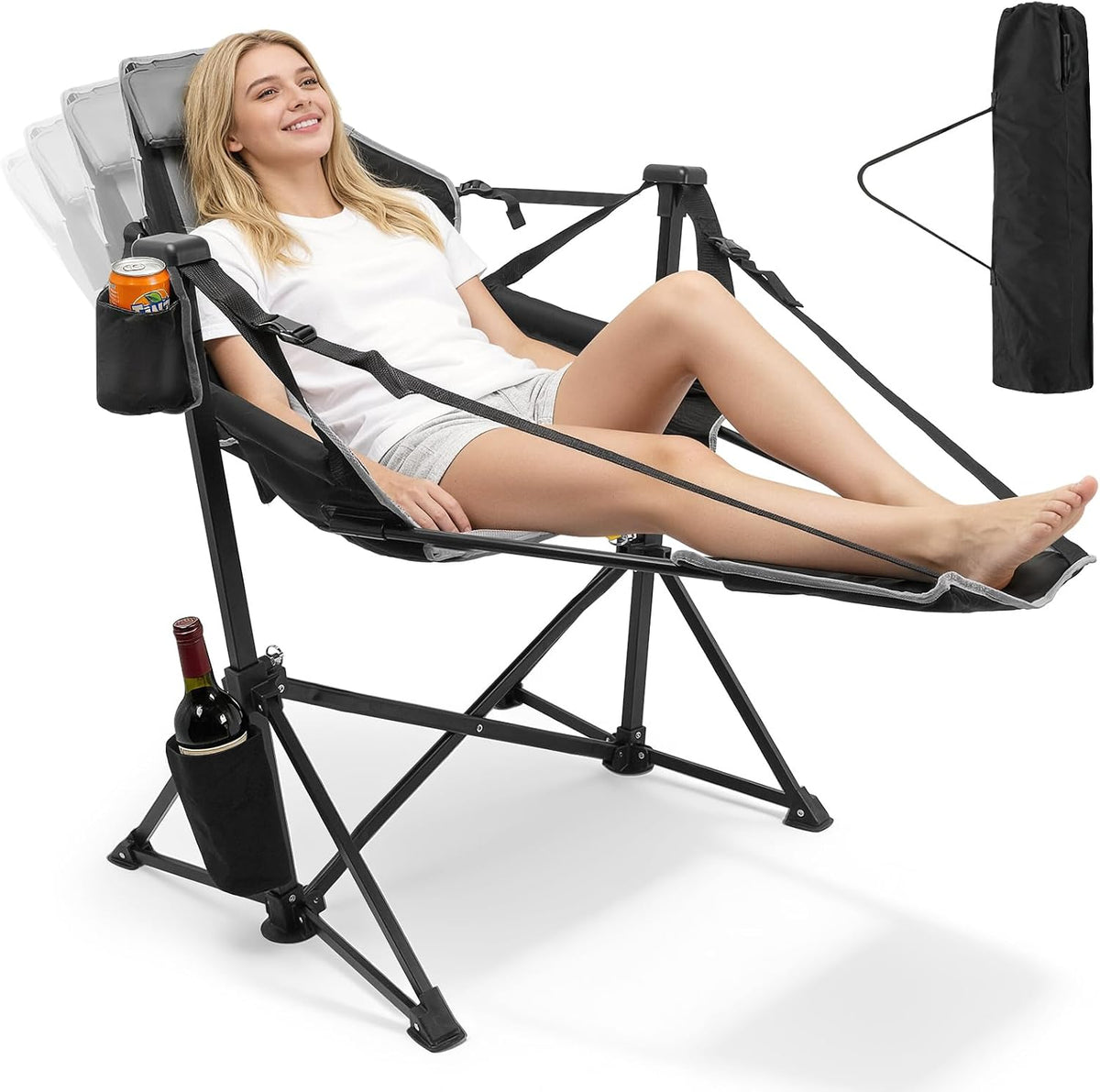 ZENPETIO Hammock Camping Chair with Footrest, 2PK Oversized Rocking Chairs