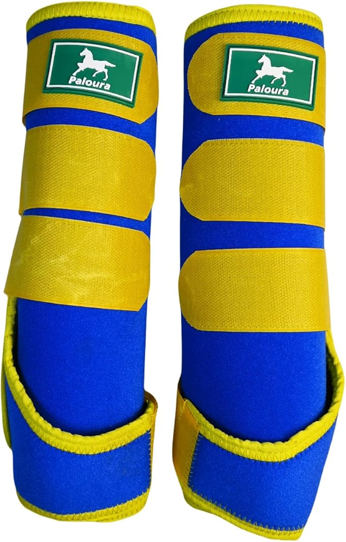 Equine Sport Horse Boots Set of 4 – Neoprene Leg Protection with Durable Hook & Loop Straps, Breathable & Comfortable Fit for Training, Riding, and Performance（Blue, Large）