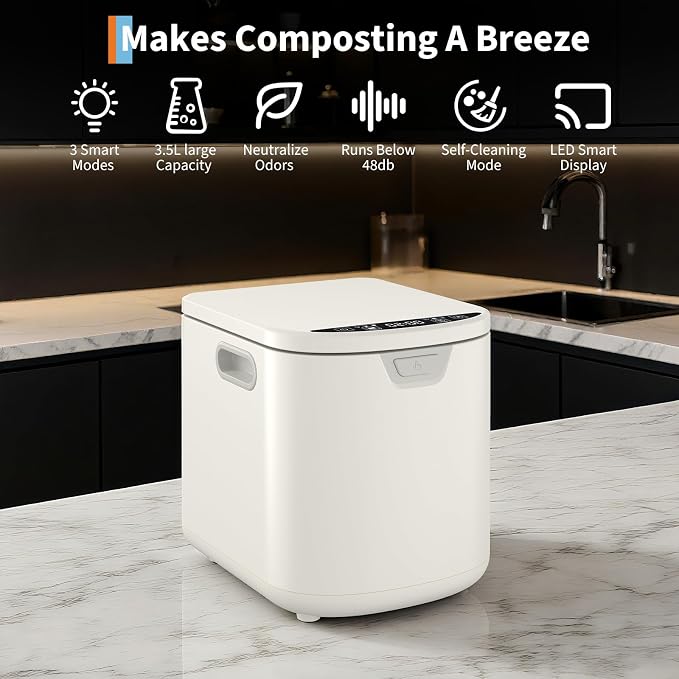 3.5L Electric Composter Countertop, 3 Modes Kitchen Smart Compost Bin