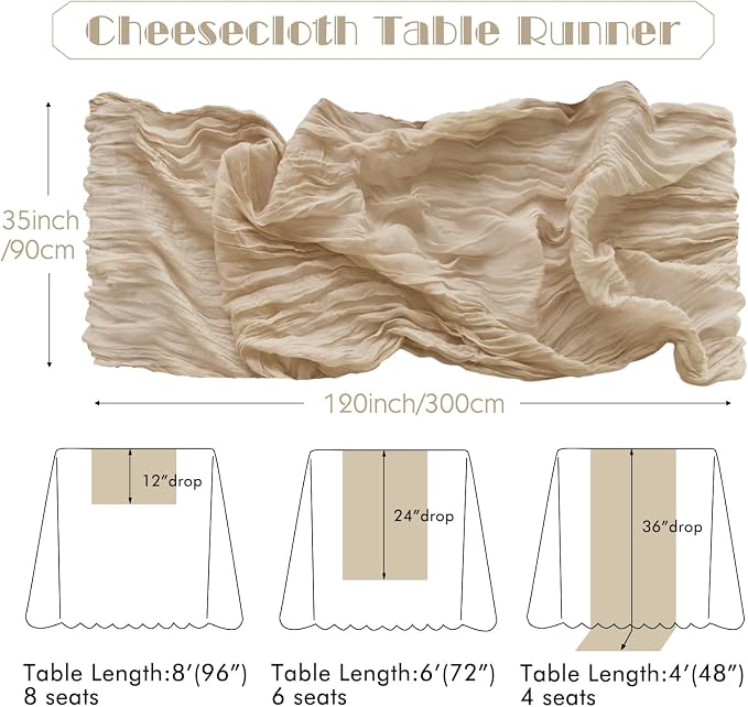 IVAPUPU Nude Table Runner 120 Inches