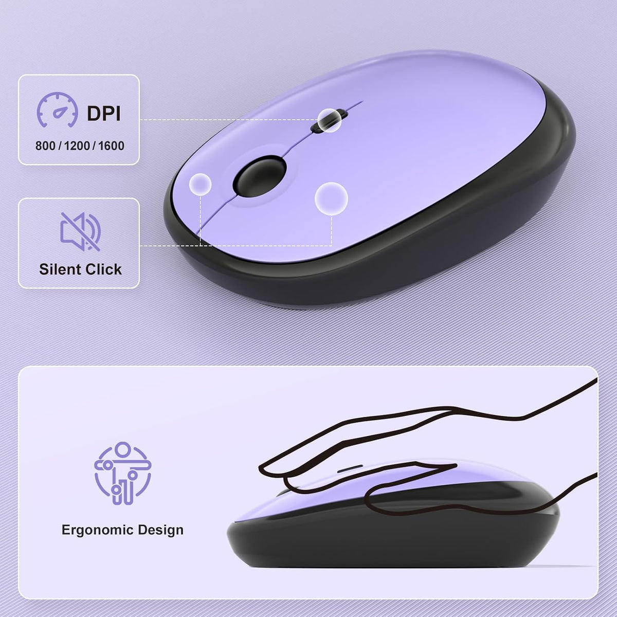 MOFII Wireless Keyboard and Mouse Combo,2.4G Typewriter Keyboard Quiet Mice