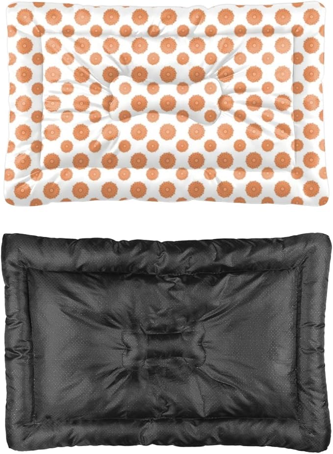 Orange Polka Dot Cute Washable Small Dog Bed Pet Mats Dog Bed Pads Washable Crate Non-Slip Cushions for Lining Pet Crates Beds& Furniture Patio Mat Beds and Furniture Indoor Outdoor 36X24 Inch