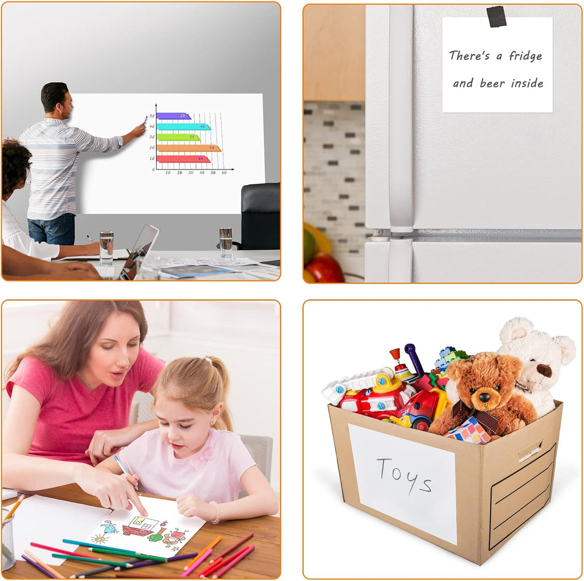 Nortix White Board Paper for Wall, Whiteboard Contact Paper, Dry Erase Peel and Stick Wallpaper Stain-Proof Dry Erase Wall Decal, 1 Piece (4x6ft)