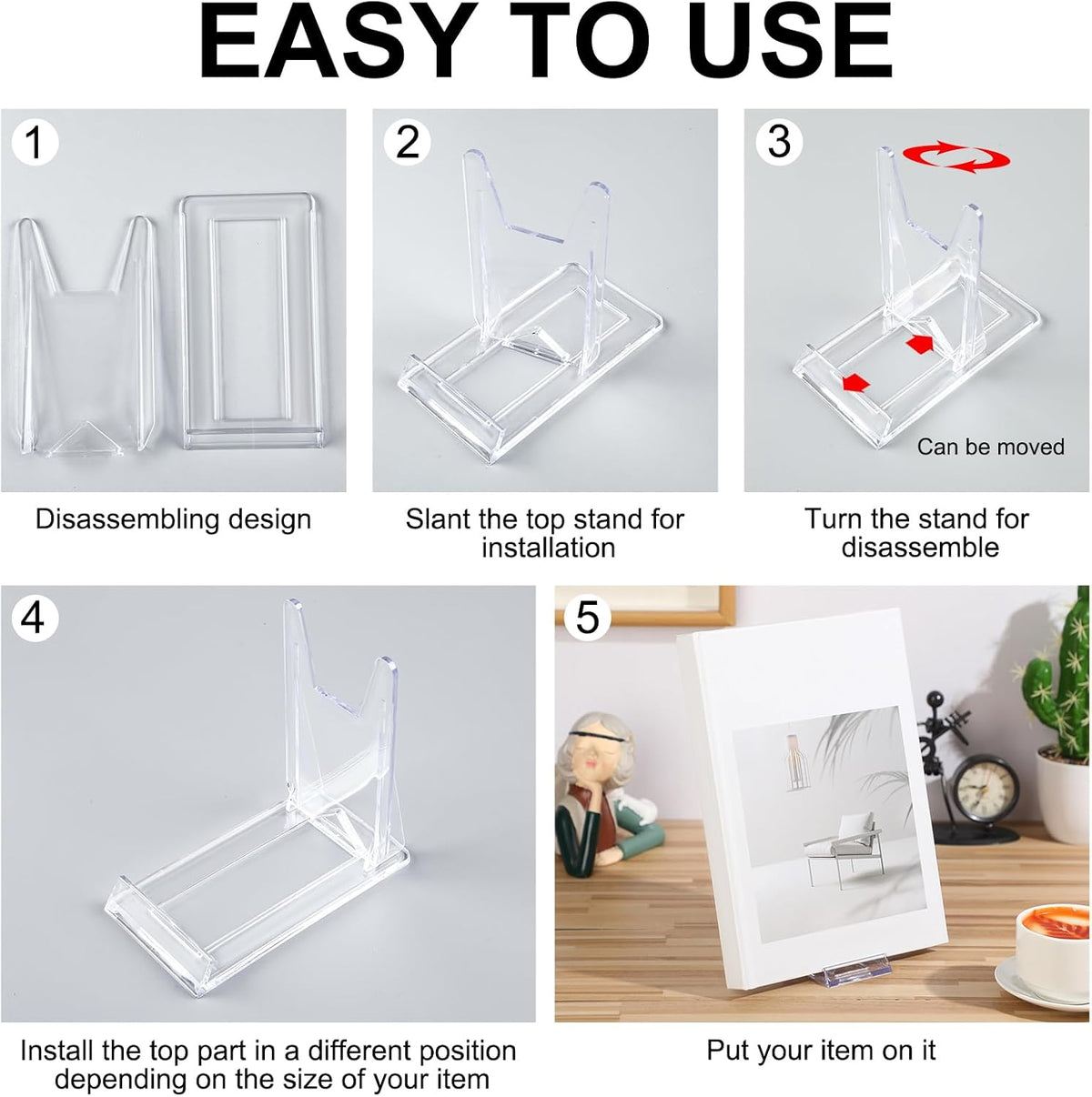 36 Pack Acrylic Book Stand for Display Adjustable, 4.2in H