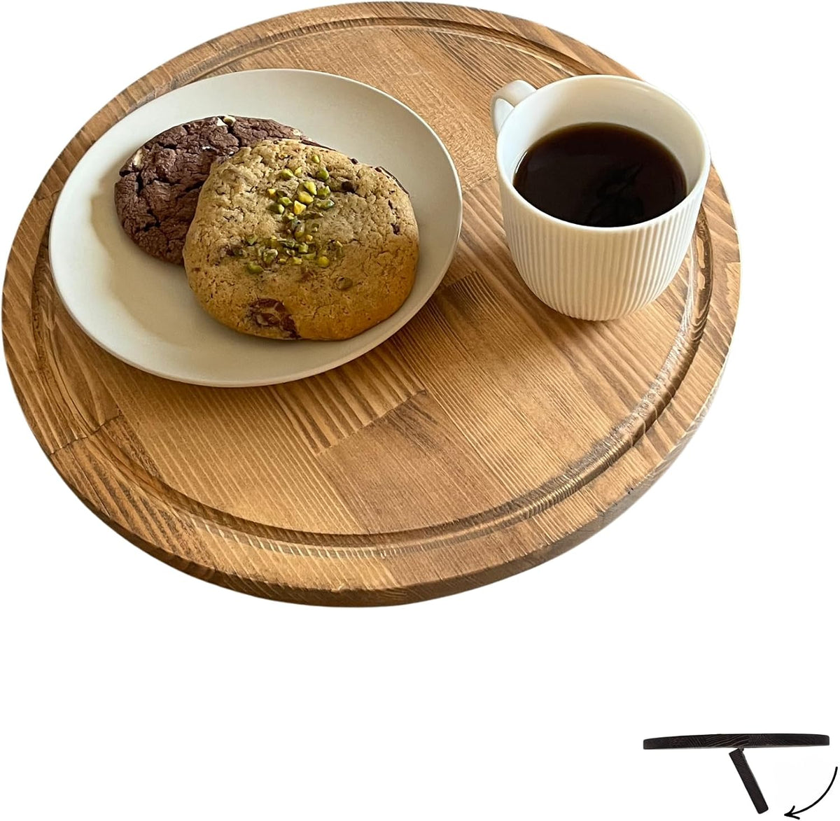 Sofa Tray – Wooden Foldable Sofa Tray Table for Seat Cushion, Perfect for Coffee & Remote Control, Solid Wood Sofa Tray Table, Solid Spruce Couch Table (Cape Town, Small 12")