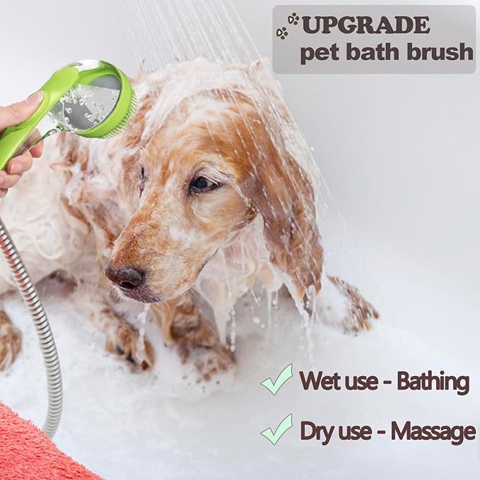 Pet Bath Brush, 2 Pack Dog Bath Brush 2 in 1 Cat Shampoo Brush with Soap Dispenser Scrubber Pet Gromming Supplies for Long and Short Haired Dogs and Cats