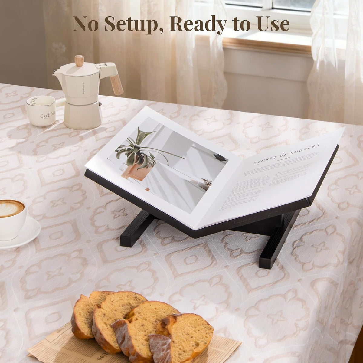 PUERSI Open Display Stand, Wooden Large Book Holder, Coffee Table Stand