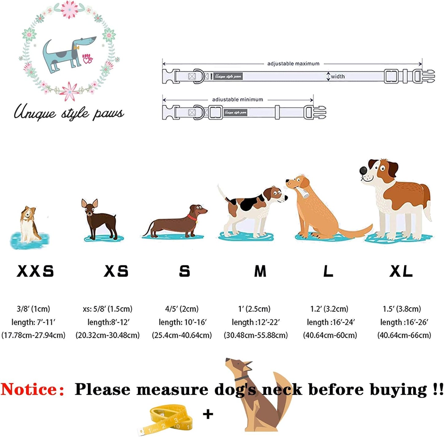 Unique style paws Halloween Dog Collar with Flower Tie Cotton Adjustable Puppy Collar for Small Medium Large Dogs-XL