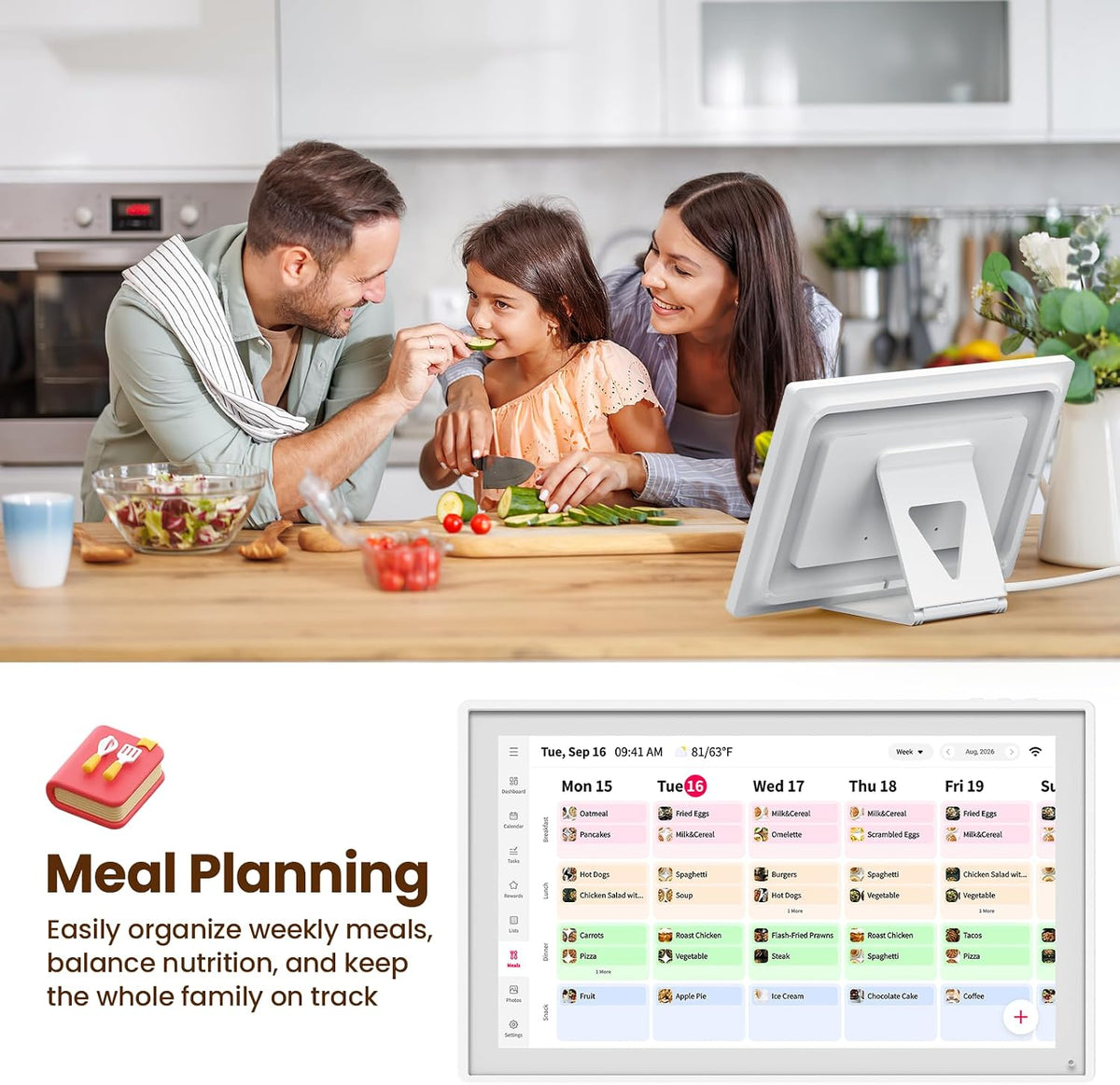 Skyzoo 16-Inch Digital Wall Calendar, Syncs with Online Calendars