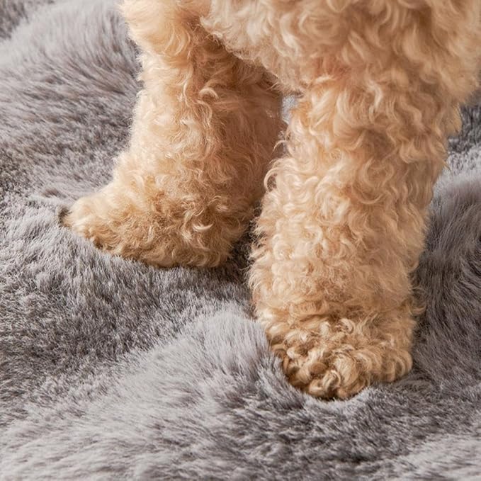 Waterproof Throw Blanket For Dogs & Indoor Cats,Dog Pad Washable Removable Couch Cover,Plush Long Fur Mat with Non Slip Silicone Base,Furniture Protector Gift for New Pet Parents,29.5"x29.5" (White)