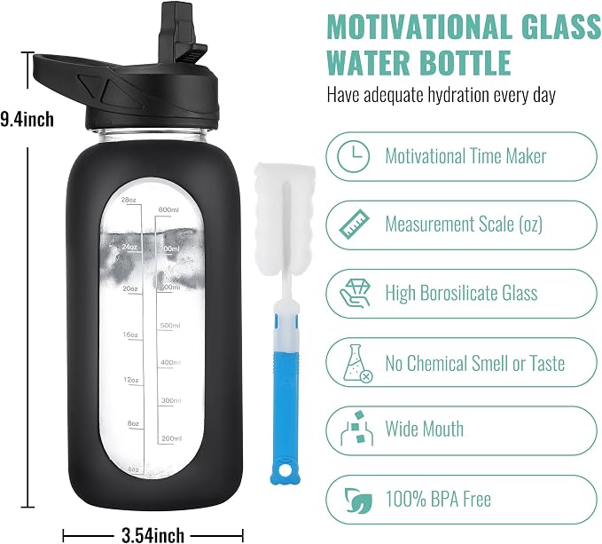 CIVAGO 40 oz Glass Water Bottle