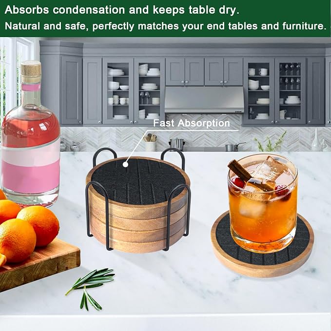 Coasters for Drinks Absorbent 5 Pack, Coasters for Coffee Table