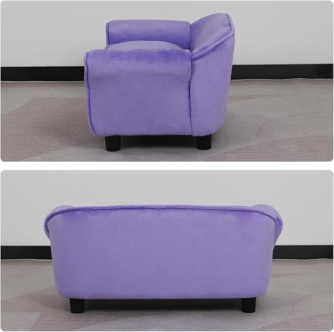 Getifun Small Dog Sofa Bed, Velvet Cat Couch with Washable Cushion & Plastic Legs (29 x 16 x 12.7 inches (Purple)