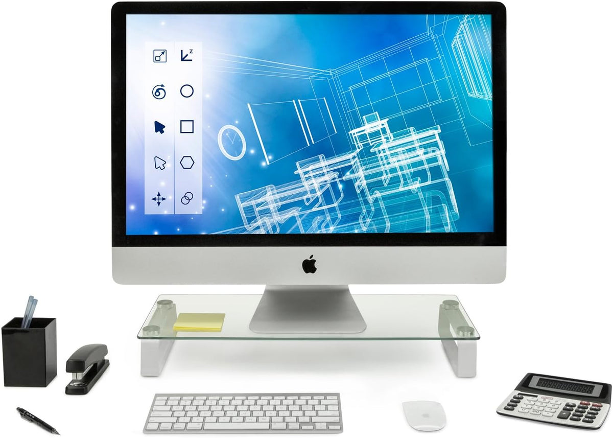 Mount-It! Glass Monitor & Laptop Riser Stand, 22", 44 lbs