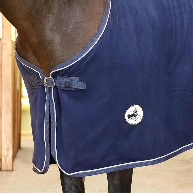 Jeffers Equine Elite Fleece Horse Cooler Blanket, 78 Inch – Soft, Adjustable Fit, Lightweight, Easy Care, Moisture Wicking Cooling Sheet with Surcingle for Post Exercise, Travel for Horses – Navy