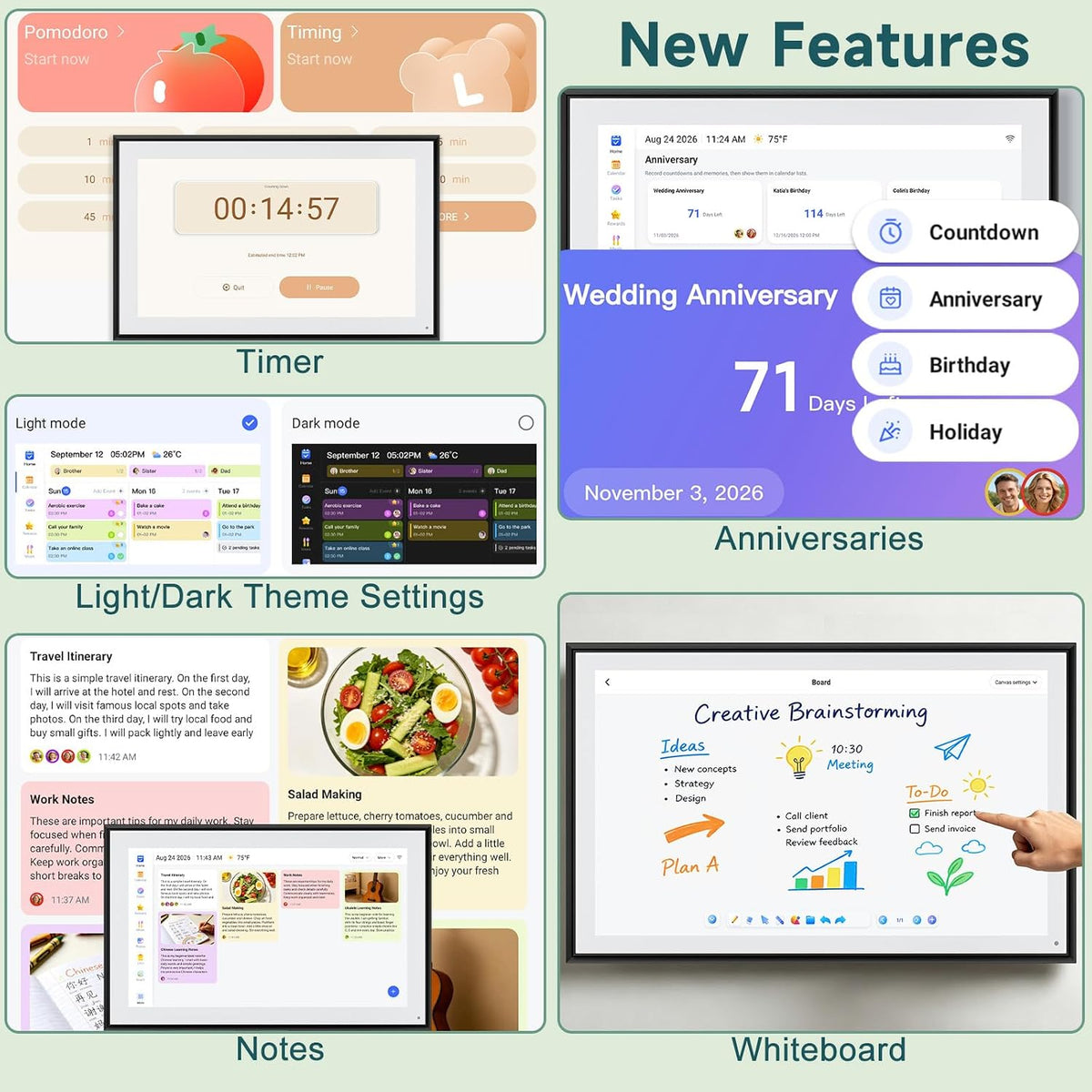 21.5" Digital Calendar with Chore Rewards, Touchscreen & Photo Frame
