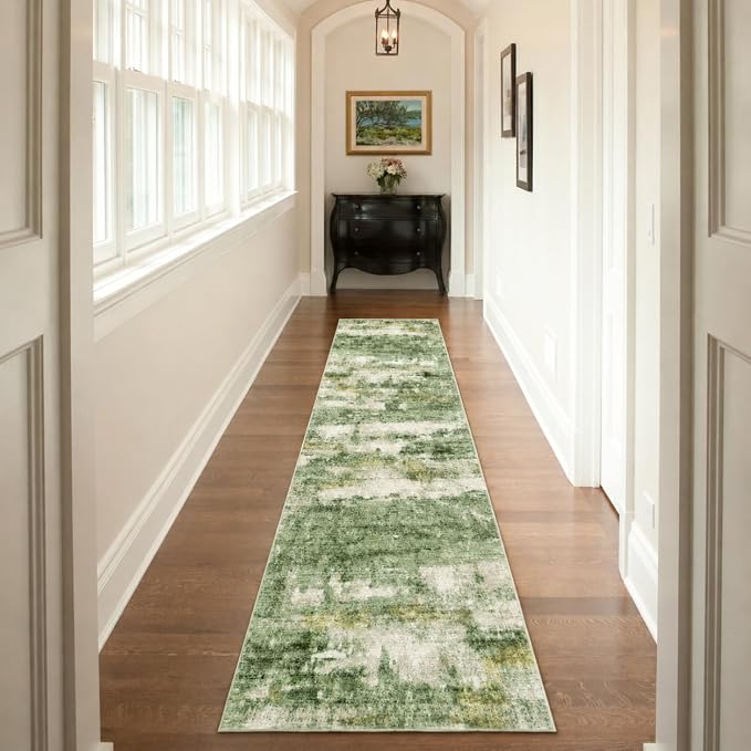 2x10 Runner Rug Non-Slip，Modern Abstract 10ft Washable Runner Rugs