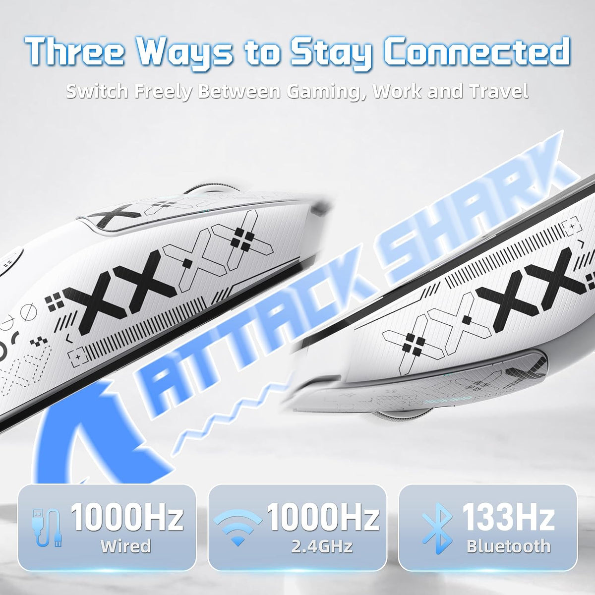 ATTACK SHARK X11PRO V2 Tri Mode Lightweight Wireless Gaming Mouse-White