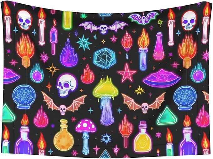Double Sided Plush Pet Blanket with Cozy Dot Texture and Smooth Reverse, Halloween Goth Skull Bat Mushroom Witchy Witch, Reversible Throw for Dogs Cats on Couches Beds Crates