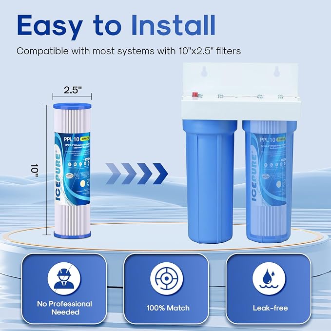 10" x 2.5" Pleated Sediment Water Filter Cartridge Replacement Any 10 inch RO