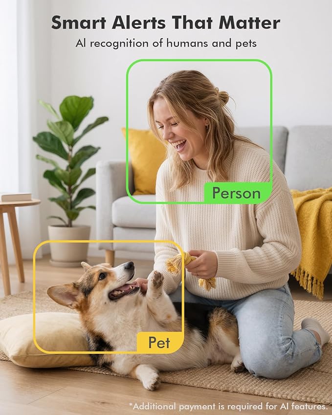 Dzees 2K Indoor Security Camera 2 Pack, 360 Degree WiFi Pet Camera with Phone App, 5G and 2.4G, Wired Home Camera with 2-Way Audio, Motion Tracking, Night Vision, White