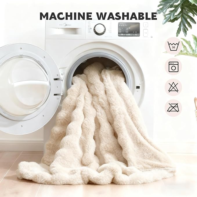 Waterproof Dog Blanket for Sofa Bed Couch, Couch Cover Blanket Fluffy Faux Rabbit Fur Reversible Furniture Protection, Pet Blanket for Medium Large Dogs Cats