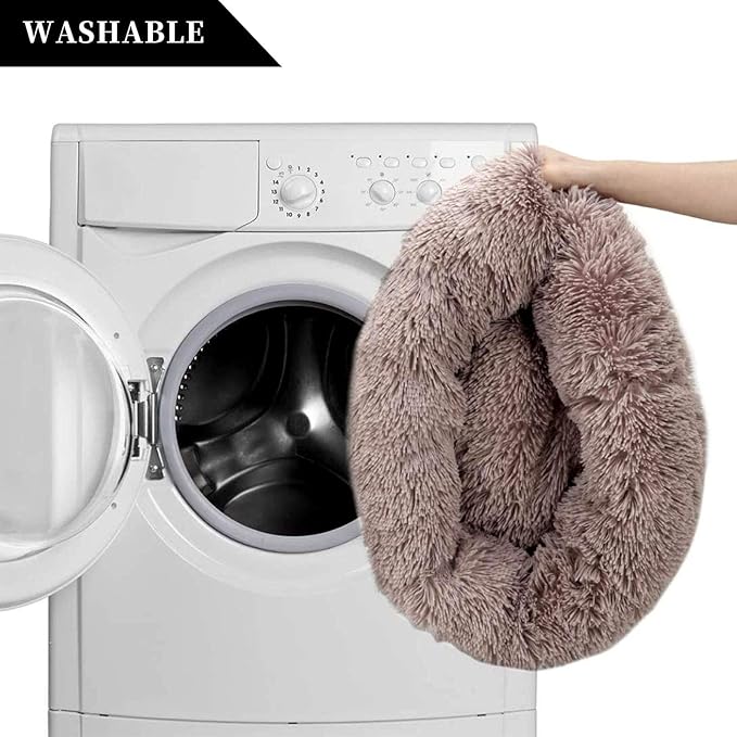 Warming Round Dog Bed for Small, Medium and Large Dogs & Cats, Short & Long Plush Pet Bed, Luxurious Faux Fur Donut Cuddler, Bolster Pet Bed & Sofa, Machine Washable 40CM 16Inch