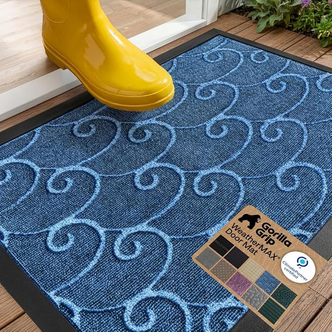 GORILLA GRIP 100% Waterproof All-Season WeatherMAX Doormat, US Designed Natural