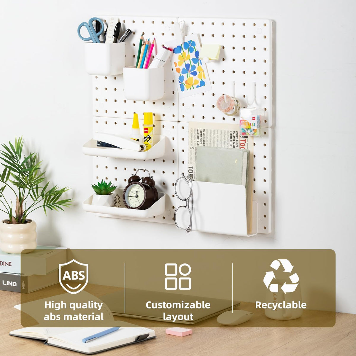 VUSIGN Peg Board Combination Kit 22"x22" Pegboards, White