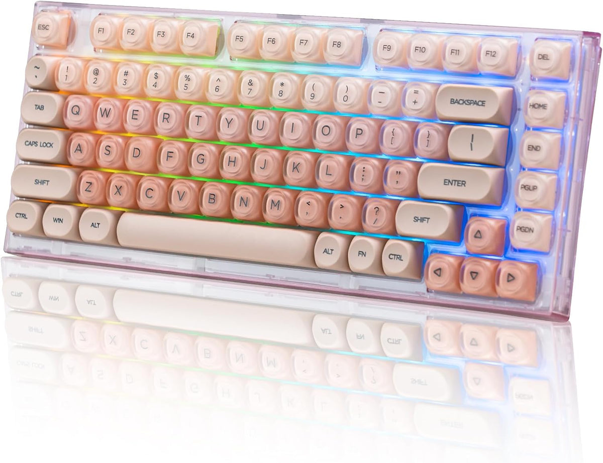 Womier X75 75% Wireless Mechanical Keyboard, Hot Swappable Computer Creamy Keyboard, Foundation Jelly Keycaps, Pre-lubed Switches Gasket Mount RGB Backlit Gaming Keyboards for Win/Mac, Pink