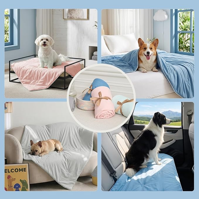 Soulbond Cooling Blanket for Medium Dogs - Q-MAX>0.45, Washable Cool Pet Cats Throw Blanket for Hot Weather, Self-Cooling Soft Dog Mat for Bed Crates Couch Sofa Cars(29"x40", Dark Gray)