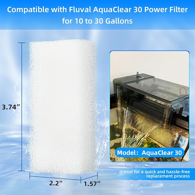 AQUANEAT 6-Pack Replacement Filter Sponge Pads, Aquarium Foam Insert Compatible