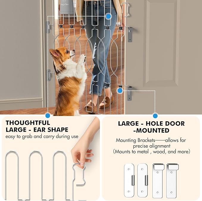 Snagle Paw Metal Retractable Door Barrier,28.4" Wide 35" Tall Safety Dog Gate for Front Door,Easy Install Retractable Pet Gate for Recreational Vehicle,Doorways