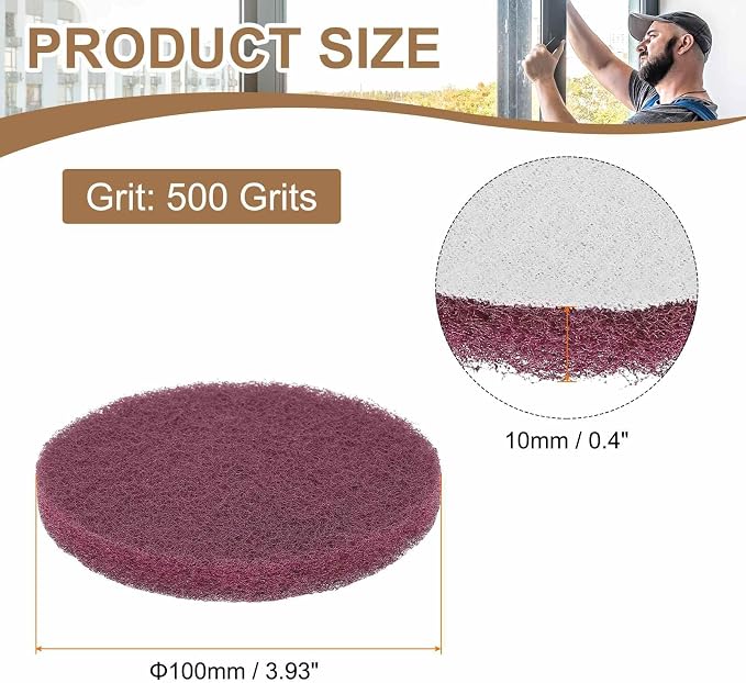 HARFINGTON 24pcs Scrubber Scouring Pads 500 Grits 4 Inch Drill Power Brush Hoop