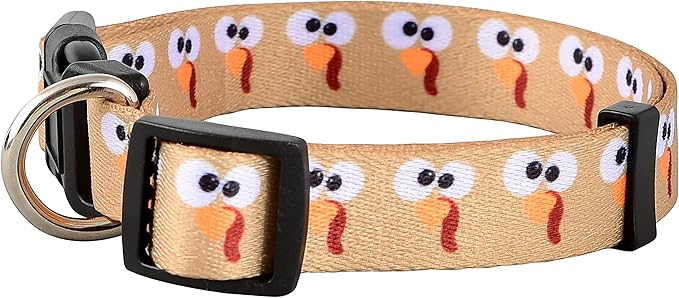Native Pup Thanksgiving Dog Collar- Fall Collars for Dogs- Autumn Leaf, Turkey, Pumpkin Pie, Holiday Leaves- Girl Boy Puppy- Adjustable for Small, Medium, Large Breeds (Turkey Face, Large)
