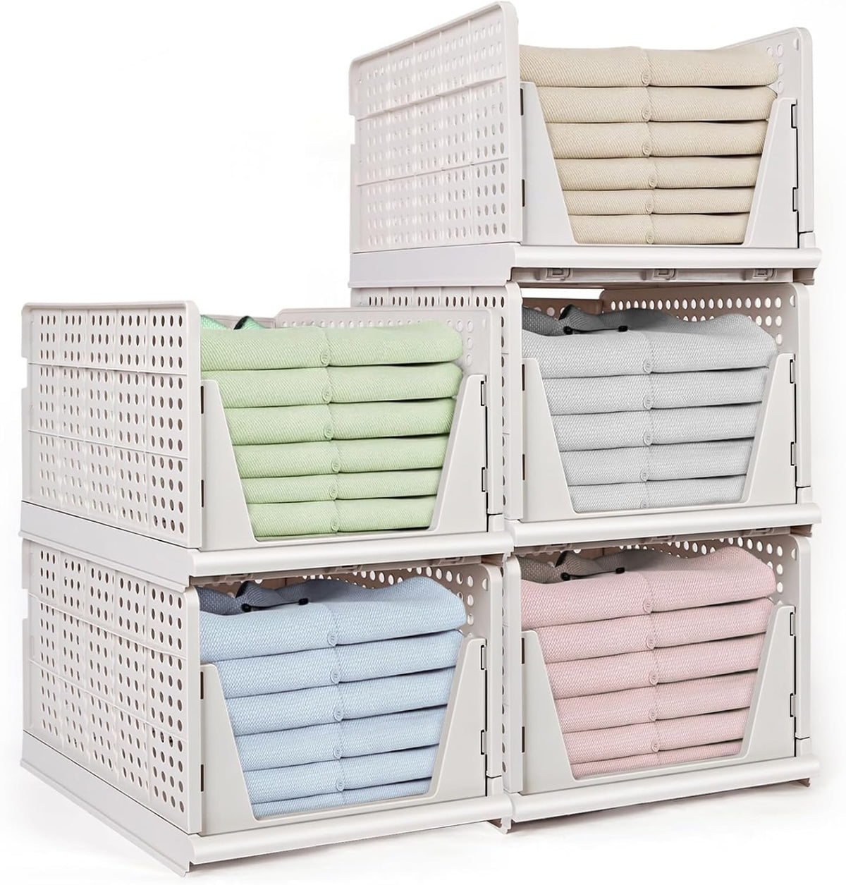 yazi 5XL Stackable Plastic Closet Storage Baskets