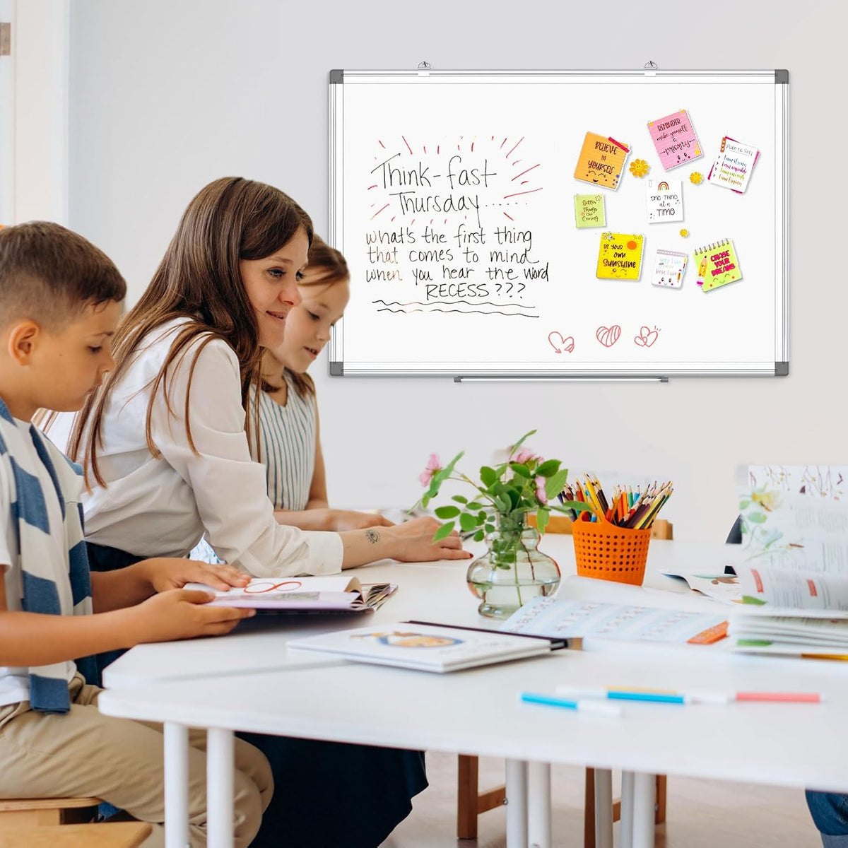 4 Pack Double-Sided Magnetic Aluminum Frame Whiteboard, 24" x 18"
