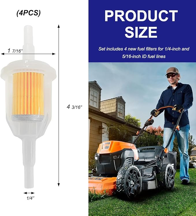 4 PCS Gas Inline Fuel Filters