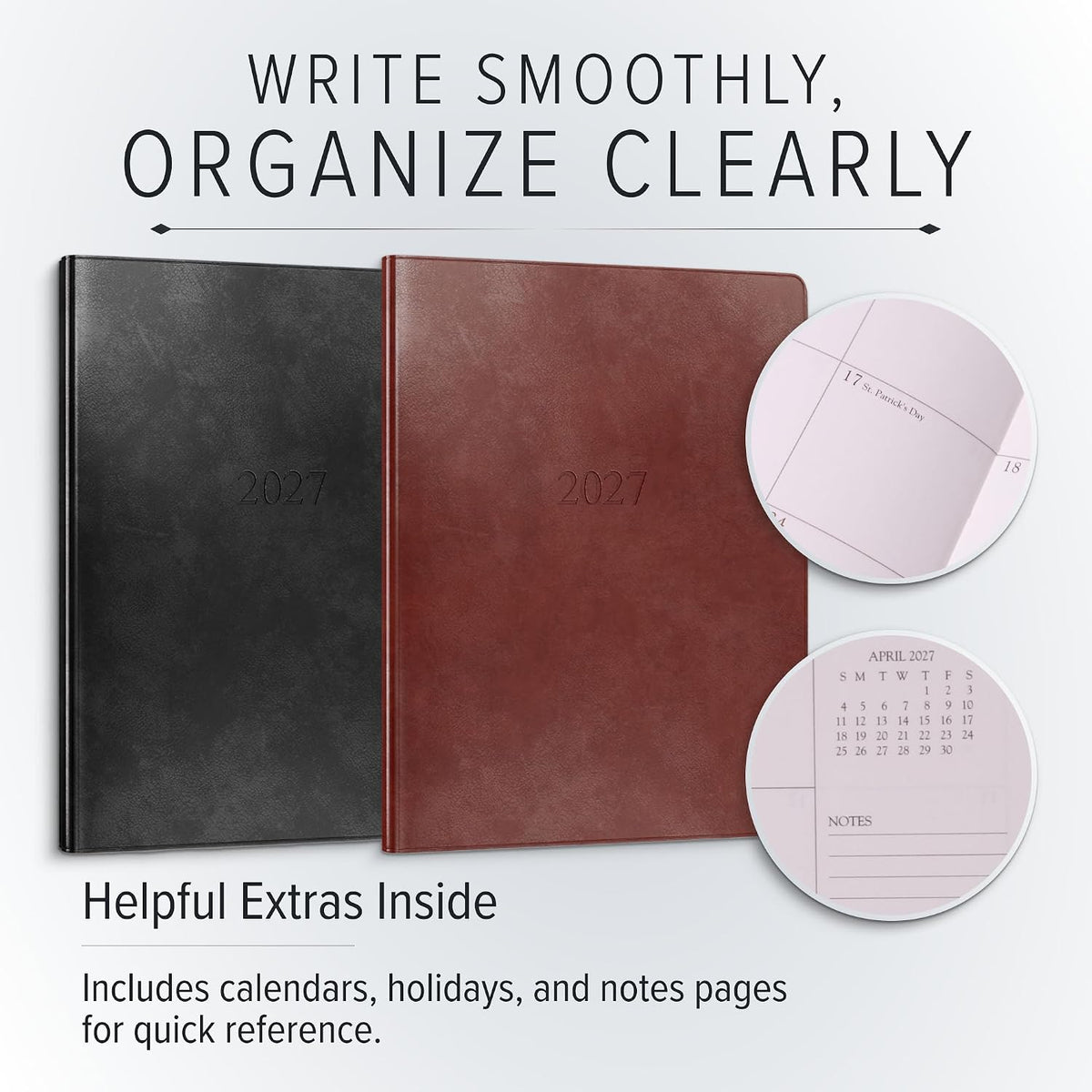 Gallery Leather Large Monthly Planner 2026-2027 Freeport Metallic Gold