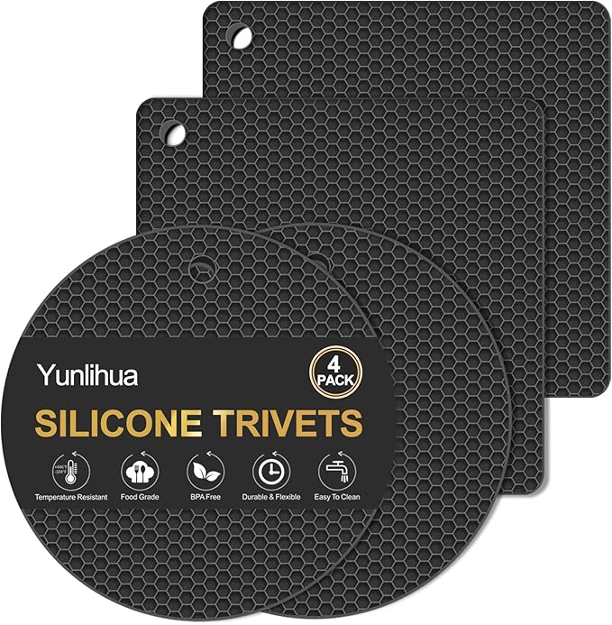 4 PCS Heat Resistant Silicone Trivet Mats