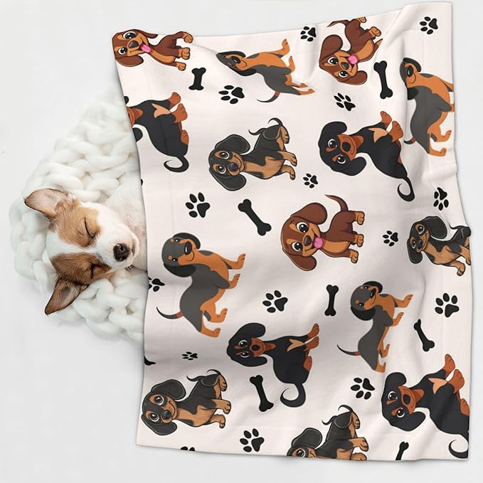 Dachshund Blanket for Dogs - Dog Blankets 23x16 Puppy Pet Throw Blanket for Couch Sofa Bed