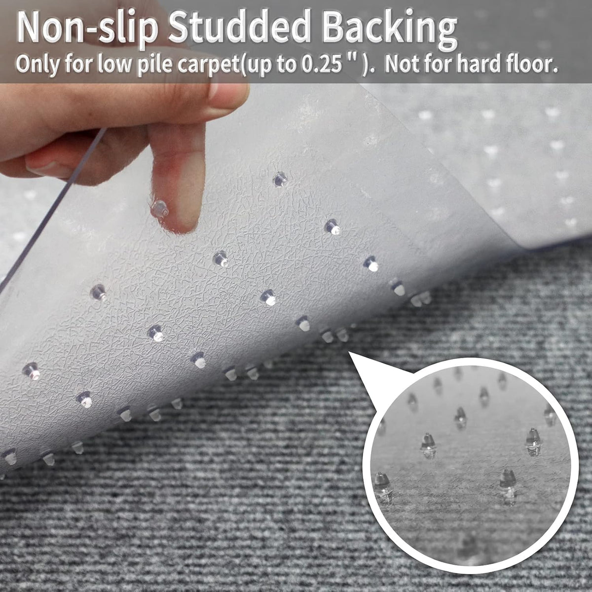 Chair Mat for Carpeted Floor with Lip,47''×36'' PVC Carpet Protector for Low Pile Carpets Heavy Duty Effective Grip Anti-Slip,Won't Crack,Easy to Clean for Office and Home