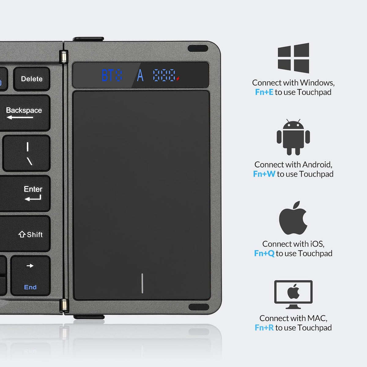 Rii RK809Pro Foldable Bluetooth Keyboard with Touchpad