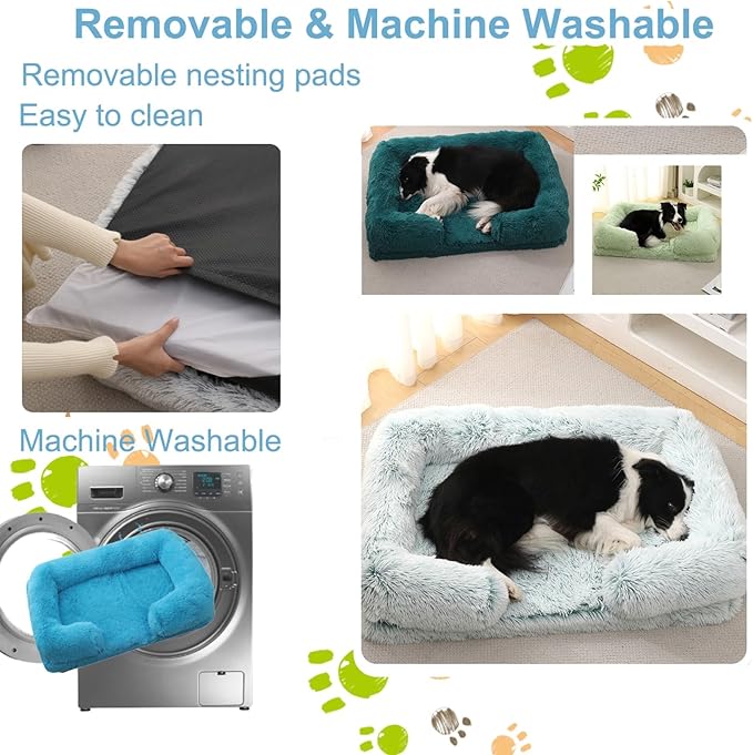 Dog Beds Large Sized dog Orthopedic, Sofa Dog Bed with Waterproof Lining and Nonskid Bottom, Rectangle Washable Dog Bed for Medium Small Dogs and Cats Comfortable ( Color : Blue , Size : 43 x 27" )