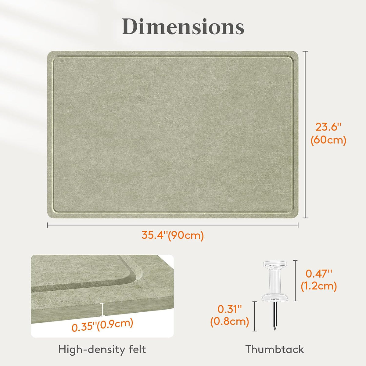 Lifewit Cork Board Alternative, 35.4"x 23.6" Bulletin Board with Self-Adhesive, Decorative Felt Pin Board Vision Board Message Board with 50 Pushpins for Office Wall Decor, Room Decor, Sage