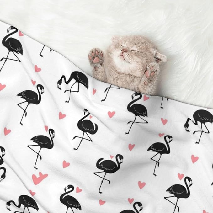 Pet Blanket for Travel and Home, Flamingo, Reversible Plush Dot Design with Soft Grip Texture on One Side Perfect for Car Seats Moving Vehicles