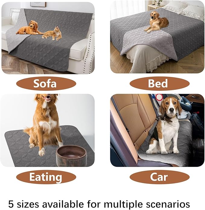 Waterproof Dog Blanket, Small Pet Couch Covers for Sofa, Chair Bed Furniture Protector Washable Reversible(30"x30",Lightgrey+Darkgrey and 30"x30", Burgundy+Red)